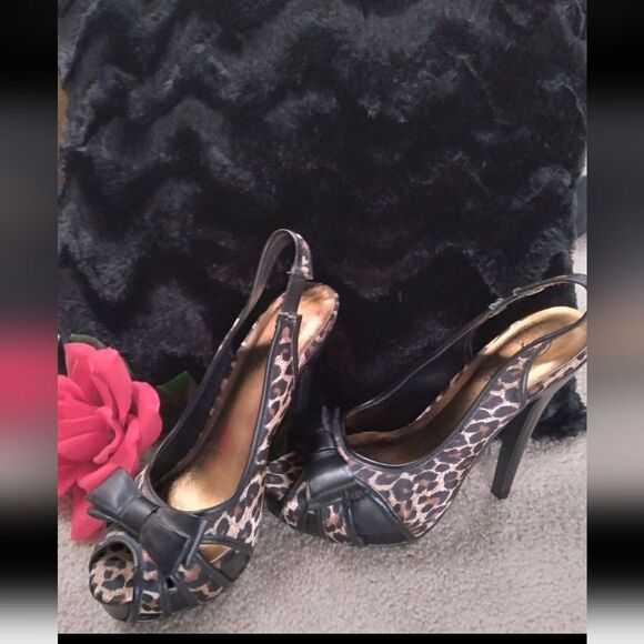 RARE Animal Print Leopard Stilettos Size 6.5M 1" Platform/5.5" Heel - Picture 3 of 11